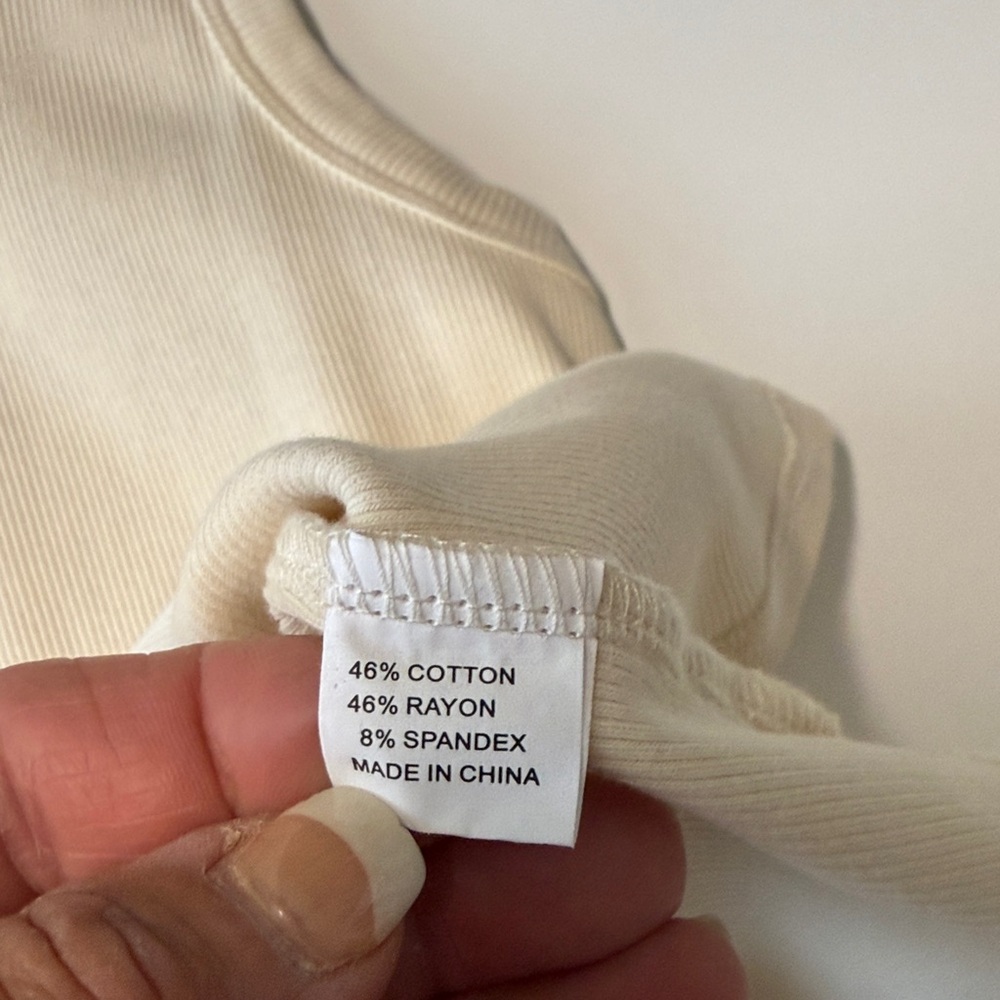 Cream Ribbed Tank Top - Picture 4 of 5